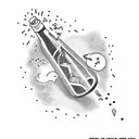 message in bottle with writing "dear sonya" tattoo design idea