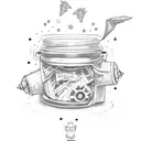 message in bottle with writing "dear sonya" tattoo design idea