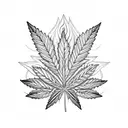An intricate blackwork design of a marijuana leaf morphing into a welding flame tattoo design idea