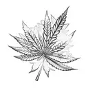 An intricate blackwork design of a marijuana leaf morphing into a welding flame tattoo design idea