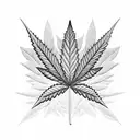 An intricate blackwork design of a marijuana leaf morphing into a welding flame tattoo design idea