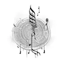 welding tig torch surrounded by musical notes tattoo design idea