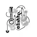 A welding torch surrounded by musical notes tattoo design idea