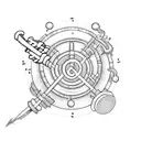 A welding torch surrounded by musical notes tattoo design idea