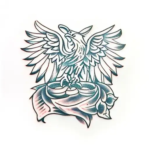 half polish eagle half lily flower tattoo design idea