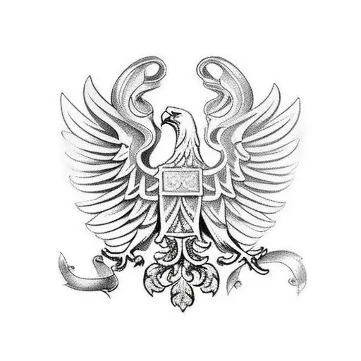 half polish eagle half lily flower tattoo design idea