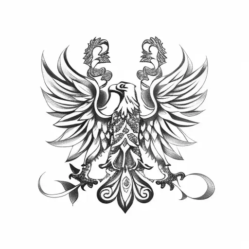 half polish eagle half lily flower tattoo design idea