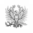 half polish eagle half lily flower tattoo design idea