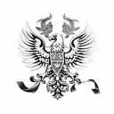 half polish eagle half lily flower tattoo design idea