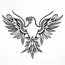 half polish eagle half lily flower tattoo design idea