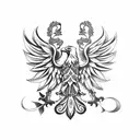 half polish eagle half lily flower tattoo design idea