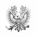 half polish eagle half lily flower tattoo design idea