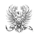 half polish eagle half lily flower tattoo design idea