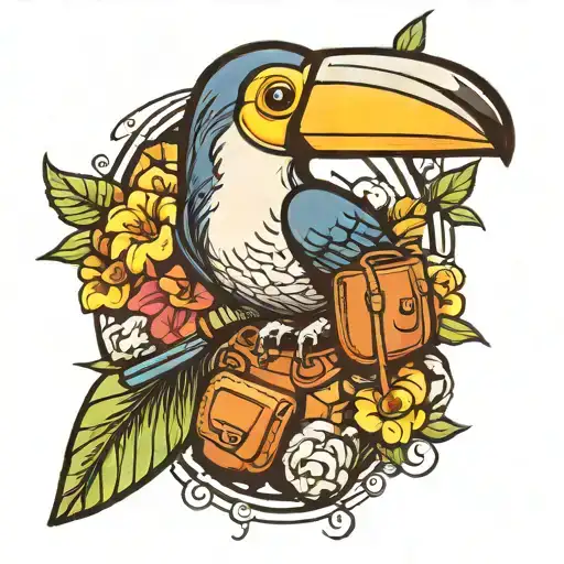 toucan with a bag tattoo design idea