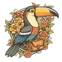 toucan with a bag tattoo design idea