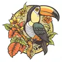 toucan with a bag tattoo design idea