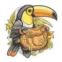 toucan with a bag tattoo design idea