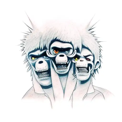 Gorillaz singers silouhette tattoo design idea