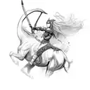 Envision a fierce Hun warrior on horse  tattoo design idea