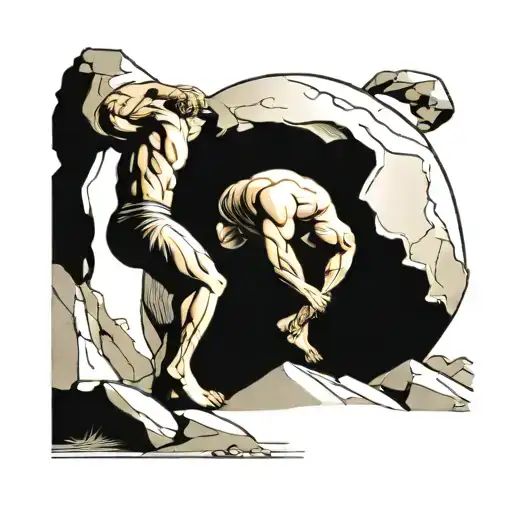 4. Sisyphus with the Boulder     * Significance: Sisyphus’s endless struggle to push a boulder up a hill represents the  tattoo design idea