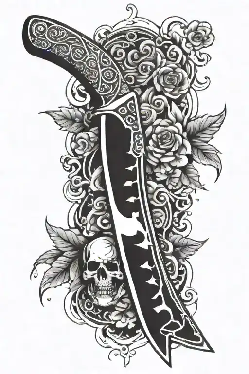 A machete knife tattoo design idea