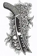 A machete knife tattoo design idea