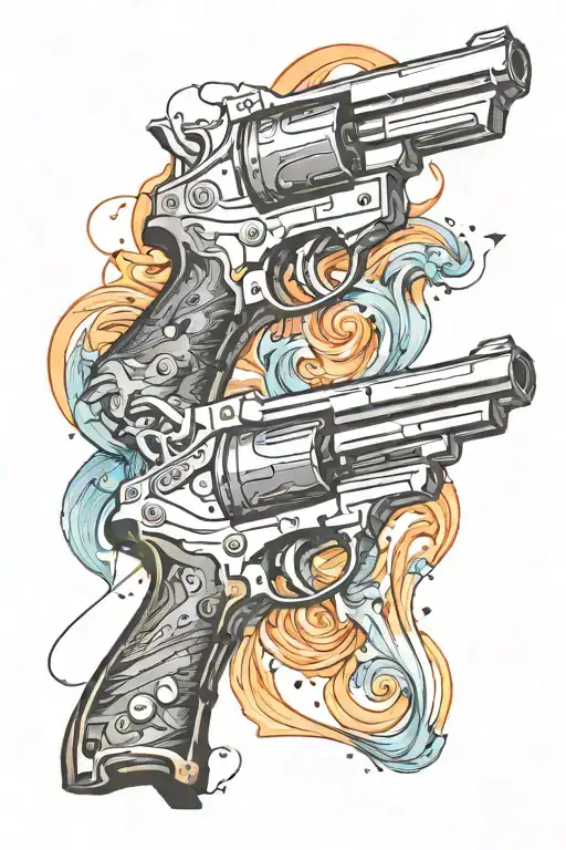 Abstract gun shooting tattoo design idea