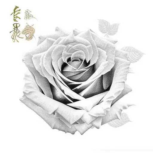 rose with hindi writing inside stem tattoo design idea