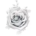 writing in stem rose tattoo design idea