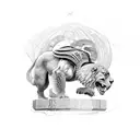 gladiator sitting on a column without an armor, a fibonacci spiral is coming out from the curve of his back tattoo design idea