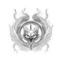 Incorporate the Ouroboros symbol into a blackwork tattoo of a phoenix in flight tattoo design idea