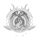 Incorporate the Ouroboros symbol into a blackwork tattoo of a phoenix in flight tattoo design idea