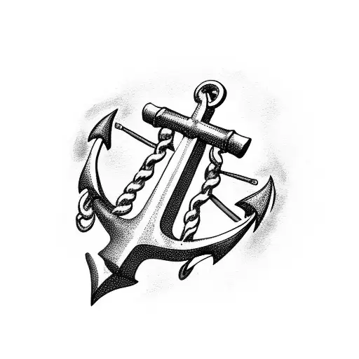 Anchor intertwined with a ship's rigging tattoo design idea