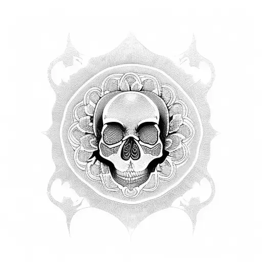 Skull and mandala tattoo design idea