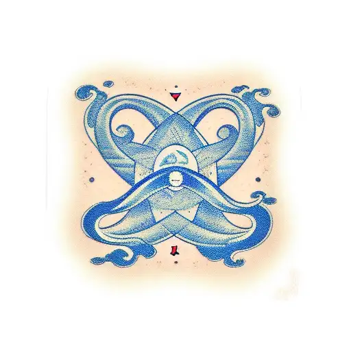 omamori with waves tattoo design idea