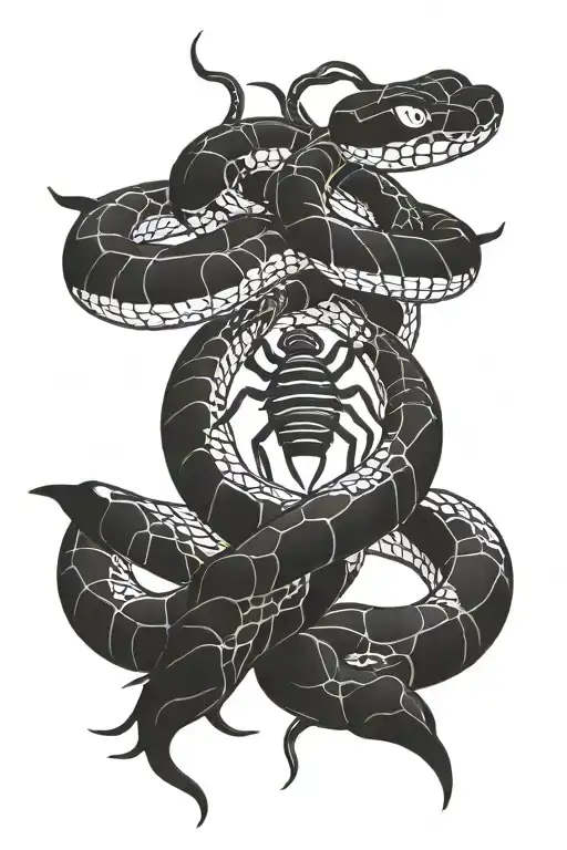 Black Snake With Spider Webs tattoo design idea