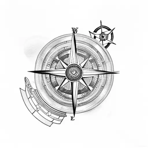A tattoo of a film reel intertwined with a compass, representing your love for movies and travel. tattoo design idea
