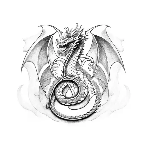 A tattoo of a dragon coiled around a stethoscope, symbolizing your occupation as a nurse and your fascination with dragons. tattoo design idea