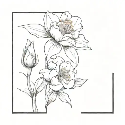 September, March , August birth flowers  tattoo design idea