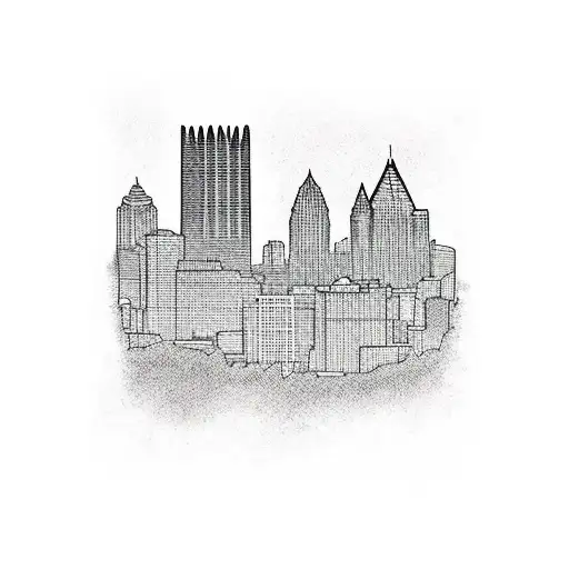 Pittsburgh Skyline with Psychadelic tattoo design idea