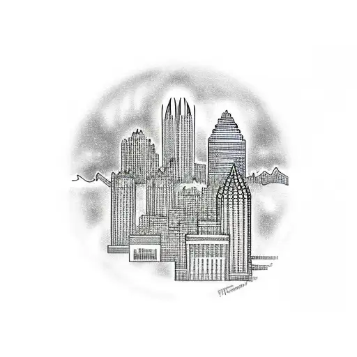 Pittsburgh Skyline with Psychadelic tattoo design idea