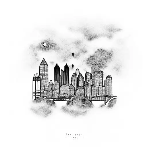 Pittsburgh Skyline with UFO tattoo design idea
