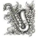 saxophone surrounded tattoo design idea