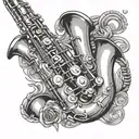 saxophone surrounded tattoo design idea