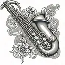 saxophone surrounded tattoo design idea