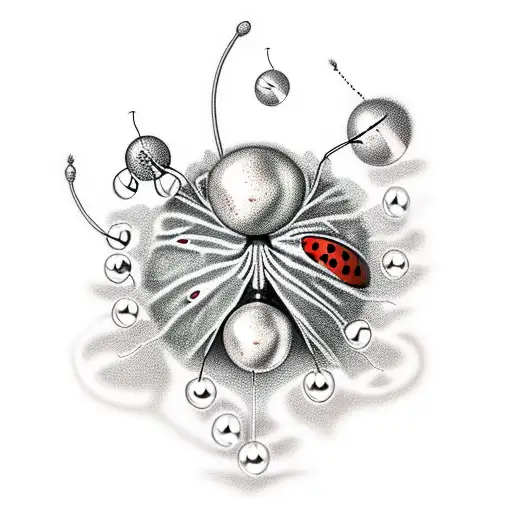 geranium with ladybug and pearls tattoo design idea