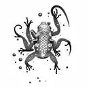 Hawaiian gecko with l.s.d molecule  tattoo design idea
