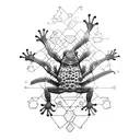 Hawaiian gecko with l.s.d molecule  tattoo design idea