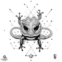 Hawaiian gecko with l.s.d molecule inside  tattoo design idea