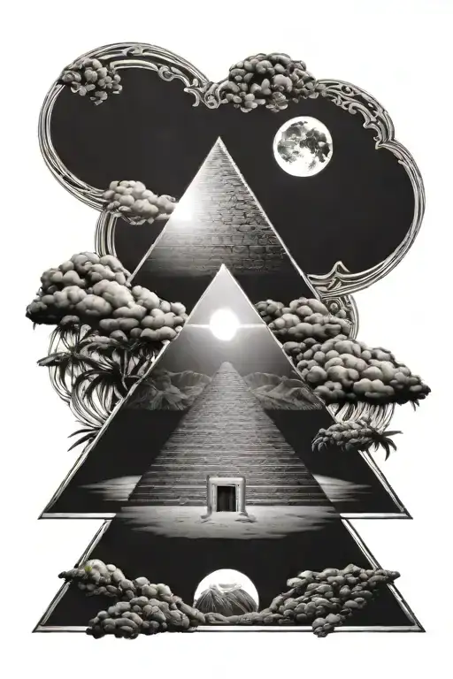 pyramid with sun tattoo design idea